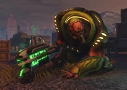 A Muton armed with a Plasma Rifle