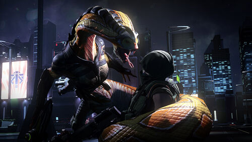 A Viper binds an XCOM operative.