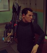 Agent William Carter holds a Laser SMG.