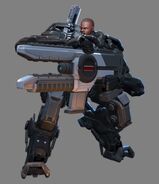 Concept art of a MEC armed with a Railgun.
