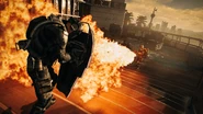 Singa blocking De Rosa's Purifier with the Blitz Shield on Attica Heights.