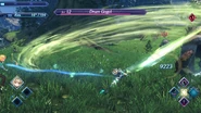 Rex using Double Spinning Edge with Mythra's Aegis Sword in Xenoblade Chronicles 2