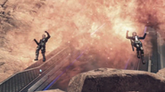 Marcus and Irina jump off an exploding Lifehold