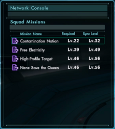 Squad Missions menu