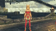 Mio's Throwback B outfit from the Expansion Pass, based on Nia's Blade Outfit from Xenoblade Chronicles 2.