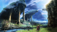 Artwork of Shulk overlooking Gaur Plain