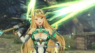 Mythra carrying her Aegis sword