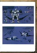 Concept art of the humanoid form and flight form as the Black Knight's Skell