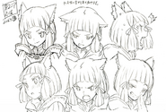 Concept art of Nia's expressions