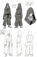 Concept art of Addam with his hood