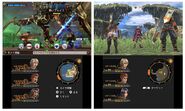 Screenshots showing the map, character portraits and party information displayed on the bottom screen