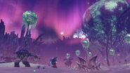 Night in Sylvalum with the pink aurora