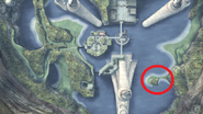 Colony 9, as seen from above. Hazzai Cape is in the red circle