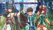 Nia with Rex and Pyra during her Nexus Force Blade Special