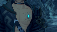 Part of Pandoria's Core Crystal on Zeke's chest