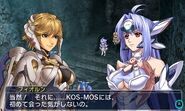 Fiora and KOS-MOS dialogue in Project X Zone 2