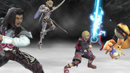 Shulk's updated Final Smash featuring Dunban, Riki and the newly added Fiora