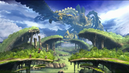 View of Mechonis from Gaur Plain in Super Smash Bros. for Wii U