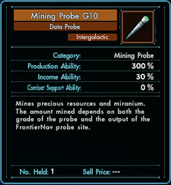 The infobox of a mining probe