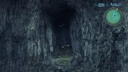 The cave in the wall of the Drop Shaft