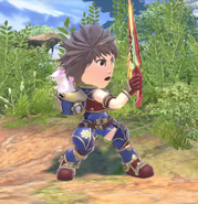 Rex's Mii Swordfighter costume with Pyra's Aegis Sword