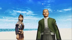 Shion and Joachim Mizrahi on the beach.