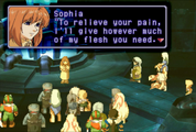 Sophia, as Elly, comforting the mutated Wels in a Soylent System facility.