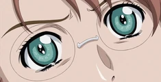 Shion's eyes fill with tears.