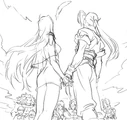 XenogearsEnd.png (525 KB) Art of Elly and Fei holding hands by Kunihiko Tanaka.