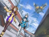 Shion and KOS-MOS in the First Business District.