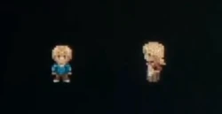 Screenshot from a YouTube playthrough of Pied Piper, showing a flashback with Jan as a child standing next to his mother.