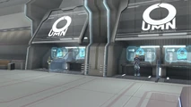 U.M.N. terminals at Second Miltia's space port.