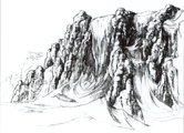 Sketch of the cliffs outside of Nortune.