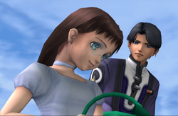 Kevin and Shion watering flowers.