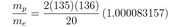 mp = 0.93827209 GeV/c² ; me = 0
