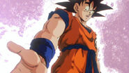 Goku successfully creates a spirt bomb on King Kai's Planet