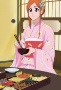 Orihime in her Pink Japanese Dress