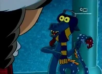 Dojo pokazuje Kimiko zamrożone bąble od wyczuwania Shen Gong Wu.