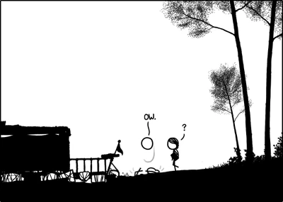 I tried to contort Cueball's actual body into a 9 but it worked better with just his floating head. Who needs a body, anyway?