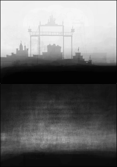 The top half is the average color of each pixel. The bottom half indicates the amount of change each pixel endured throughout Time.