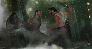 Wolverine pelea contra Dientes de Sable en Three Mile Island.
