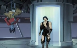 Wolverine entering the control room from the evaluator.