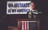 1984: MINISTER DUBS MUTANTS "GOD'S CURSE." “The Human Majority” targets Mutants as God’s curse. Popular televangelist minister, Bob Bell, and his organization, “The Human Majority,” champion a strong anti-mutant movement. Among their principles is the belief that disease is God’s curse for mutant integration.