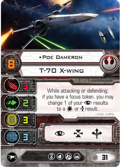 Poe Dameron has a shield value of "3".