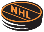This logo shows the NHL logo in the shape of a hockey puck.
