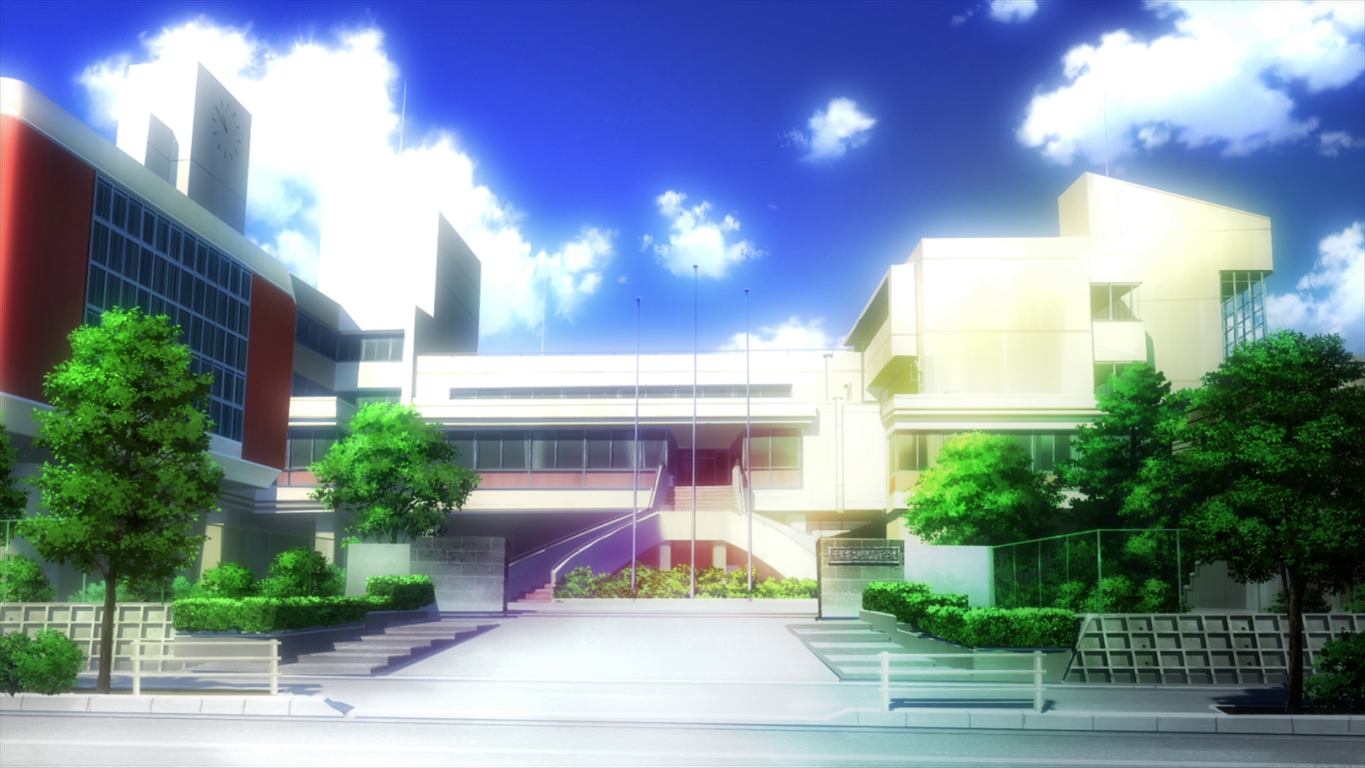 anime school building outside view free 3D model | CGTrader