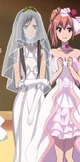 Yui wore this dress to compete in Komachi's bridal dress contest to find the best bride as a reference for the magazine that promote "Love and Marriage" to teenagers.