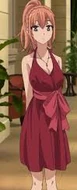 Yui wore Yukino's dress after the Service Club discovered that Saki works nights in the cafe on the top floor of the Royal Okura Hotel.