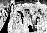 Demon civilians walking around a  market.