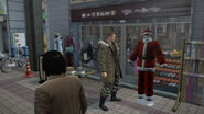 Saejima next to a Santa costume.